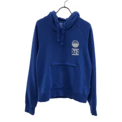 アディダス プリント 長袖 スウェットパーカー L ブルー adidas プルオーバー トレフォイルロゴ トレーナー レディース