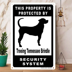 雑貨【Treeing Tennessee Brindle /ツリーイング・テネシー・ブリンドル】  Dog ドッグ  犬    メタルポスタ―　Security  セキュリティー 警告  ヤードサイン メタルプレート  ブリキ看板  -205
