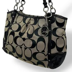 美品　A4収納　コーチ　トートバッグ　シグネチャー　パイソン柄　キャンバス　レザー　肩がけ　黒　通勤　ビジネス