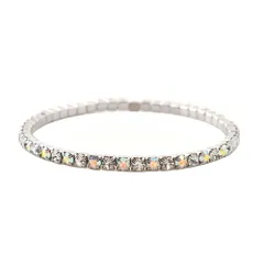 【ミックスクリア×シルバー】[Cream dot. クリームドット公式] ブレスレット レディース テニス ビジュー キュービックジルコニア 伸縮可能 ライン シンプル ベーシック マルチカラー 上品 アクセサリー プレゼント 大人 女性 ジュエリー のサムネイル