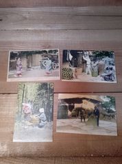 戦前　手彩色絵葉書　4枚セット　戦前に外国人向けに販売されていたものです　絵葉書