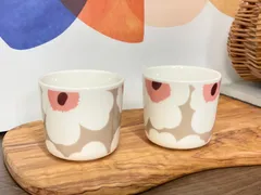 Marimekko　マリメッコ ラテマグ ペア 2個セット Unikko ウニッコ コーヒーカップ スモール クレイ×ホワイト 071833 183のサムネイル