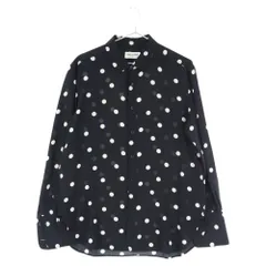 SAINT LAURENT PARIS (サンローランパリ) 20SS ポルカドット柄 カフスボタンデザイン シルク長袖シャツ 642421 Y2C99 ブラックのサムネイル