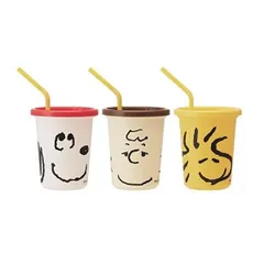 SIH3ST (SNOOPY/スヌーピー フェイス）ストロー付タンブラー320ml 3個セット【SKATER】