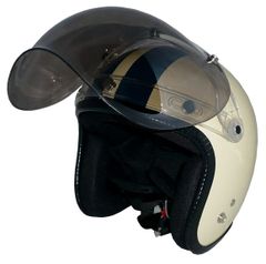 新品！ ZK-300 スモールジェット 内装着脱式 【アイボリー/ネイビー】+スモークミラーバブル（劣化防止UVカット＆ハードコート加工済）+フリップアップ SG公認 PSC認可 全排気量対応 盗難防止金属ホルダー ※フリーサイズ(57～60㎝)