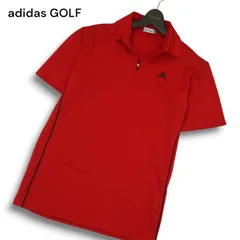 adidas GOLF アディダス ゴルフ 春夏 ロゴ★ 半袖 ハーフジップ ポロシャツ Sz.M メンズ 赤