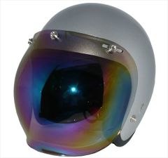 新品！ ZK-380スモールジェット【メタリックシルバー】+レインボーミラーバブル（劣化防止UVカット＆キズに強いハードコート加工済）SG公認 PSC認可 全排気量対応 盗難防止金属ホルダー 社外シールド装着可能！フリーサイズ(57～60㎝) 