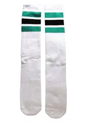 SkaterSocks (スケーターソックス) 25インチ ロング チューブソックス 靴下 US MADE 70年代 アメリカ製 スケートボード スケボー オールドスクール（ホワイト×エメラルドグリーン×ブラック）