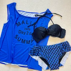 タンクトップセットビキニ　3点セット　ブルー