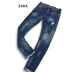 ZARA ザラ マン 現行タグ★ 通年 ダメージ&ペイント リペア加工 ストレッチ スキニー デニム パンツ ジーンズ Sz.30 メンズ