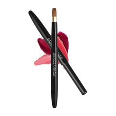 新品 ROWNYEON リップブラシ 平筆 リップ筆 スライド式 メイクブラシ リップ用 化粧ブラシ 化粧筆 高級繊維毛 伸縮可能 持ち運び 便利 使いやすい 柔らかい 肌に優しい 初心者に ギフト (黒色)
