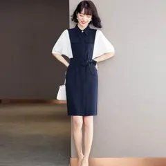 ドッキング 切り替え シャツ ワンピース シャツワンピース ミニ ミニ丈 膝上 袖あり 半袖 パフスリーブ 襟付き タイト 切り替えデザイン ウエストリボン 異素材MIX かわいい 大人可愛い きれいめ シンプル カジュアル 大人 上品 おしゃれ 大人女子 こ