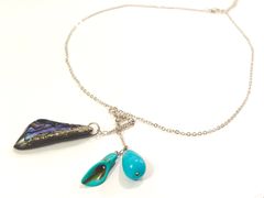 シェル　ターコイズチェーンネックレス　#N39