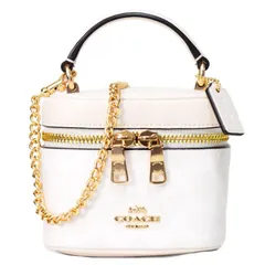 コーチ バッグ COACH コーティングキャンバス レザー シグネチャー アヴァ スクエア ボックス チェーン クロスボディ 2WAY 斜め掛け ショルダー ハンドバッグ ホワイト×チャーク CY732