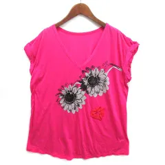 ランバンオンブルー LANVIN en Bleu フラワー サングラス Vネック Tシャツ カットソー ピンク 38のサムネイル