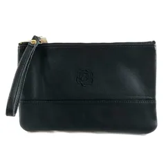 インゲボルグ INGEBORG レザーポーチ タグ付き 内生地ドット 黒 914213