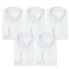 首回り43cm裄丈84cm_ボタンダウン襟 [アトリエ365] 長袖 ワイシャツ 5枚セット 白 ホワイト イージーケア 形態安定 Yシャツ/at01-5s-ats-43-84-bd