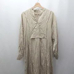 ◇ ⊂ Lowy by corners 薄手　シンプル　大人カジュアル　長袖 ロング丈 ワンピース サイズM ベージュ系 レディース E  【1505290010450】