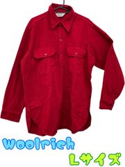 Woolrich　ウールリッチ　メンズ　長袖シャツ　厚手　胸ポケットつき　秋冬向け　無地　レッド　Lサイズ　美品　U-438