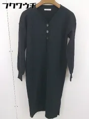 ◇ fredy emue フレディ エミュ NOLLEY'S ノーリーズ Vネック 長袖 膝丈 ニット ワンピース サイズ36 ブラック レディース  【中古】 【1202190002683】のサムネイル