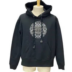 coach コーチ シグネチャー フーディー パーカー ブラック S 中古・古着通販】COACH (コーチ) シグネチャーロゴパーカー