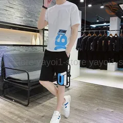 セットアップ メンズ 上下セット トップス Tシャツ カットソー 丸首 ボハーフパンツ 短パン カジュアル 運動 スポーツウェア