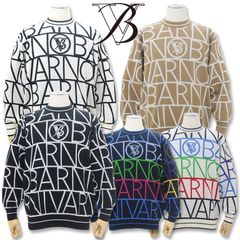 バーニヴァーノ BVロゴ 長袖セーター Lサイズ ホワイト ブラック モカ茶 ホワイト×レインボー ネイビー×レインボー BARNI VARNO BAW-NSW5115-L 秋冬 24AW