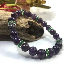 パワーストーン ブレスレット アメジスト 天然石ブレス(グリーン)  8mm レディース  ●