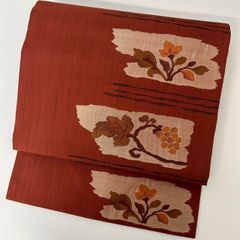 美品 八寸名古屋帯 枝花 金糸 正絹 978 - メルカリ