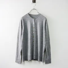 美品 2022AW ドゥーズィエムクラス Deuxieme Classe FF30 クルーネックカーディガン/グレー ウール ニット 金ボタン【2400014552263】