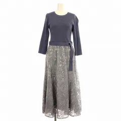 ジャスグリッティー JUSGLITTY 22SS エアリー刺繍スカートドッキングワンピース 42364750 リブニット レース ワンピース 花柄 ロング 2 青 ブルー /☆G