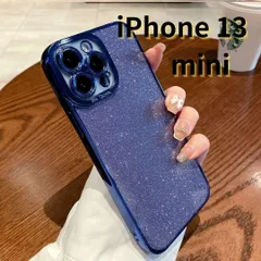 【SHOPS MON】iPhone13 mini スマホケース ラメ キラキラ 携帯ケース クリア シンプル 軽量 おしゃれ かわいい ネイビーブルー E015