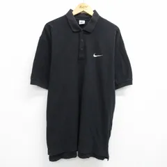 XL/古着 ナイキ NIKE 半袖 ブランド ポロ シャツ メンズ 00s ワンポイントロゴ 鹿の子 大きいサイズ ロング丈 コットン 黒 ブラック 25jun0