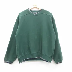 XL/古着 長袖 スウェット メンズ 00s 無地 鹿の子 大きいサイズ Vネック 緑他 グリーン 24may08 中古 スエット トレーナー トップス