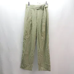 ◇ LOWRYS FARM ウエストゴム 無地 ハイウエスト スラックスパンツ サイズM グリーン レディース E  【1309250043935】