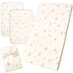 un doudou ディズニー ベビー 適度な硬さの敷き布団+3点 （シーツ＆防水シーツ＆防水敷パッド）4点セット 60×90cm 厚み5cm プー＆フレンズ ベビー用品 新品 新生児 固綿敷布団 マットレス 2つ折タイプ NZ3225-VSET