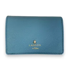 美品 LANVIN en Bleu ランバンオンブルー レザー コンパクト ミニウォレット 三つ折り財布 ライトブルー レディース 古着 中古 USED
