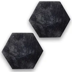 tomtask 大理石コースター 2枚セット 大理石プレート 10cm 天然石 トレー 小物置き アクセサリー 多機能 トレイ ジュエリープレート カビない 六角形 黒(ブラック)