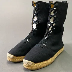 3d14 《美品》 HERMES エルメス ヴィンテージ エスパドリーユ レースアップシューズ 35 ブラック キャンバス サンダルのサムネイル