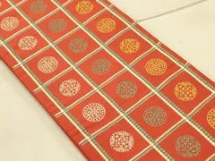 平和屋着物◎本場筑前博多織　半幅帯　花丸文　証紙付き　正絹　逸品　CAAT0133ft