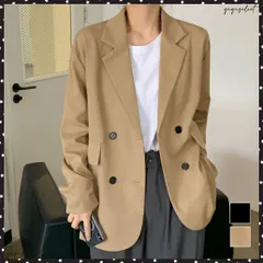 ダブルテーラードジャケットレディース春夏オシャレ 春アウター ベーシック スーツジャケット 長袖ライトアウター 着やせ カーデガン 軽アウター体型カバー通勤OL韓国風トップス無地 春夏羽織りゆったり オフィスカジュアル
