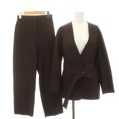 ボールジー BALLSEY トゥモローランド セットアップ 上下 ハイブリッドストレッチ ベルテッドノーカラージャケット イージーストレートパンツ リネン 34 茶 ブラウン /HK ■OS