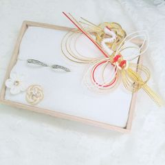 リングピロー 桐箱 鶴 水引き 和装　和婚　和　ring pillow　結婚式　匿名配送　　飯田水引 ウエディング