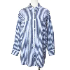 ジャーナルスタンダード レリューム JOURNAL STANDARD relume 美品 23SS コットンストライプアウトポケットシャツ 2205046270840 長袖 オーバーサイズ ブルー ホワイト フリーサイズ X