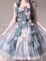 ロリィタ マーメイド柄 JSK 青 Lサイズ - メルカリ