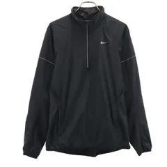 NIKE ナイキ トレーニング ハーフジップ ウインドブレーカー M チャコールブラック プルオーバー レディース 古着