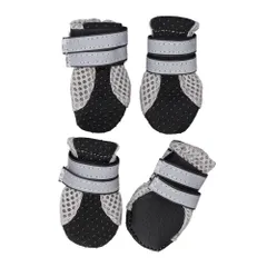 ☆ ブラック ☆ L（幅4.0cm） ☆ 犬靴 nadogs1500 犬 靴 脱げにくい ドッグシューズ 犬の靴 犬用靴 足 脚 カバー 履かせやすい 滑りにくい メッシュ 通気性 反射材 面ファスナー お散歩 お出かけ 肉球保護 ケガ防止 汚れ防止 夏 冬