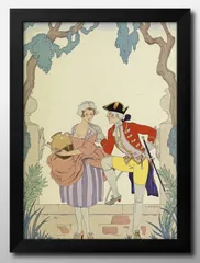 ジョルジュ・バルビエ、阿片商人宅にて、希少な額装用画集画、新品額装付 ジョルジュ・バルビエ、阿片商人宅にて、希少な額装用画集画