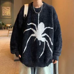 春 コーデ メンズ 用 服 シンプル ファッション オシャレ 大人 かっこいい 大きいサイズ ストリート 紳士服 ストリート ラウンドネック スパイダー セーター レディース オーバーサイズ ニット 