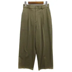 ユニクロ UNIQLO タック ワイド パンツ オリーブ M 469854